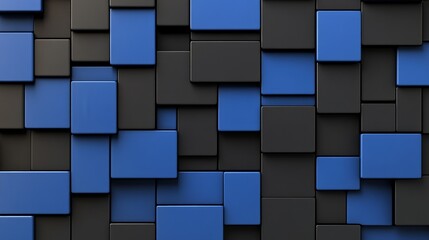 Modern Blue and Black Cubes Pattern: An abstract design with a repeating pattern of blue and black cubes, creating a sense of depth and modern aesthetic.