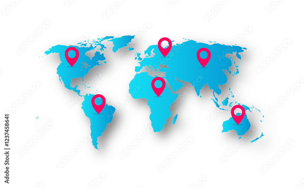 Poster vector design of world map with location icons