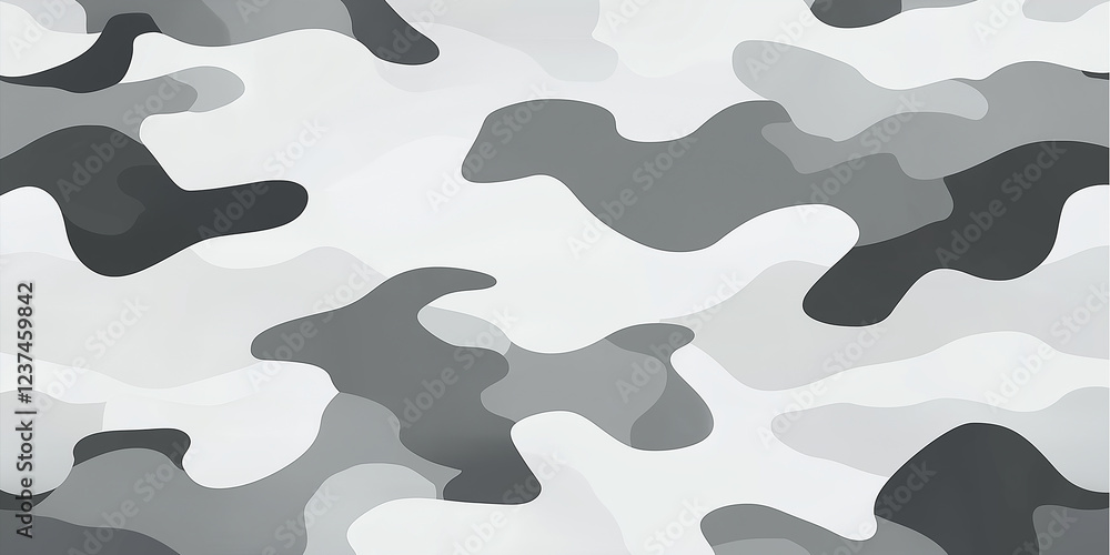 Poster camouflage pattern creating abstract shapes in shades of gray