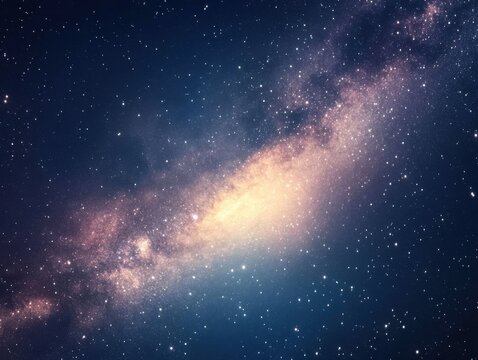 Stunning milky way galaxy with glowing stars in a deep blue night sky
