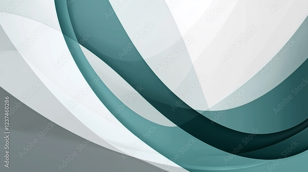 Poster abstract teal and white wavy lines creating a modern and elegant background