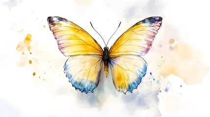 Watercolor Painting of a Yellow Butterfly