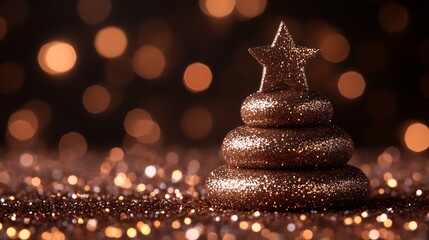 Glittery bronze stones form a festive Christmas tree