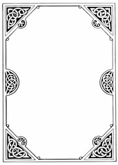 Intricate Celtic Knot Frame with Ornate Corners, Traditional Interwoven Knotwork Border, Elegant Vintage Celtic Design, Decorative Knotwork Frame with Detailed Corner Patterns