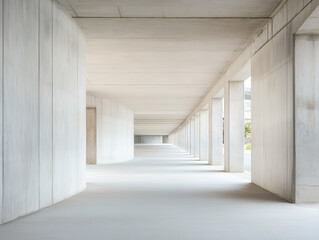 Minimalist Concrete Architecture: Symmetrical Modern Corridor Design