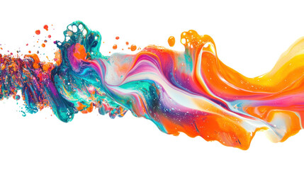 Fototapeta premium Colorful paint splashing and mixing on transparent background