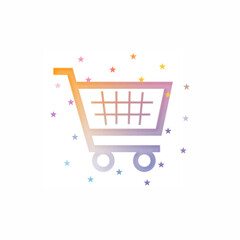 Shopping cart vector design with pastel colors and sparkles © B. Villeda