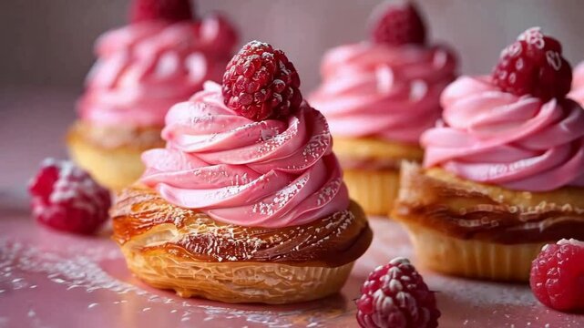 Delicious Raspberry Cream Puffs: A Delightful Pink Pastry Treat