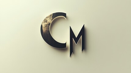 Stylish Monogram of Letters C and M with Elegant Textures