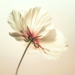 Elegant White Flower with Delicate Petals Against Soft Background