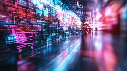 Ecommerce Digital Shopping Experience Futuristic Online Retail Market.