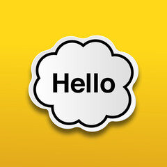 Vector design of white cloud shape text bubble on yellow background