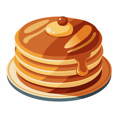 Realistic pancakes dessert vector on white background.