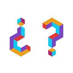 Colorful isometric cubic exclamation mark vector design