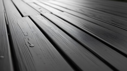 Obraz premium Dark Wooden Planks Wet With Rain Drops