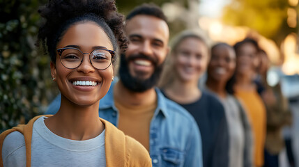 Diverse Group of Smiling Friends Outdoors