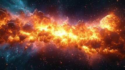 Fototapeta premium Vibrant Cosmic Explosion in Deep Space with Stars Surrounding