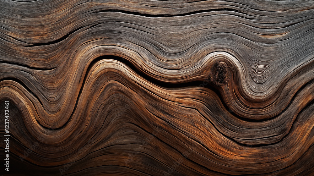 Aufkleber ancient wood grain forms beautiful wavy pattern with knots