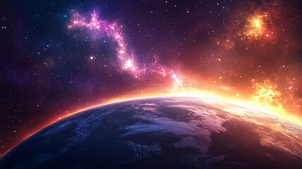 Ethereal Display of Neon Aurora Illuminating the Night Sky Above a Distant Planet. Generative AI