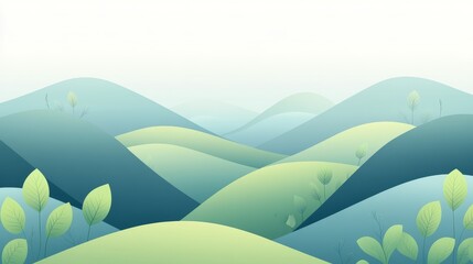 Obraz premium Peaceful rolling hills landscape nature scene digital artwork calm environment aerial view