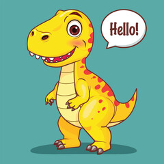 Fototapeta premium Cute Dinosaurus TRex with Bubble Greeting