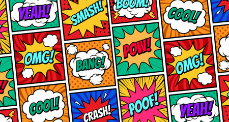 Collection of multicolored comic sound Effects