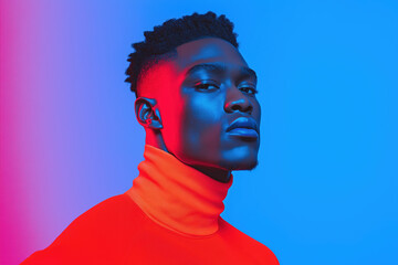 Portrait of a young man with vibrant lighting