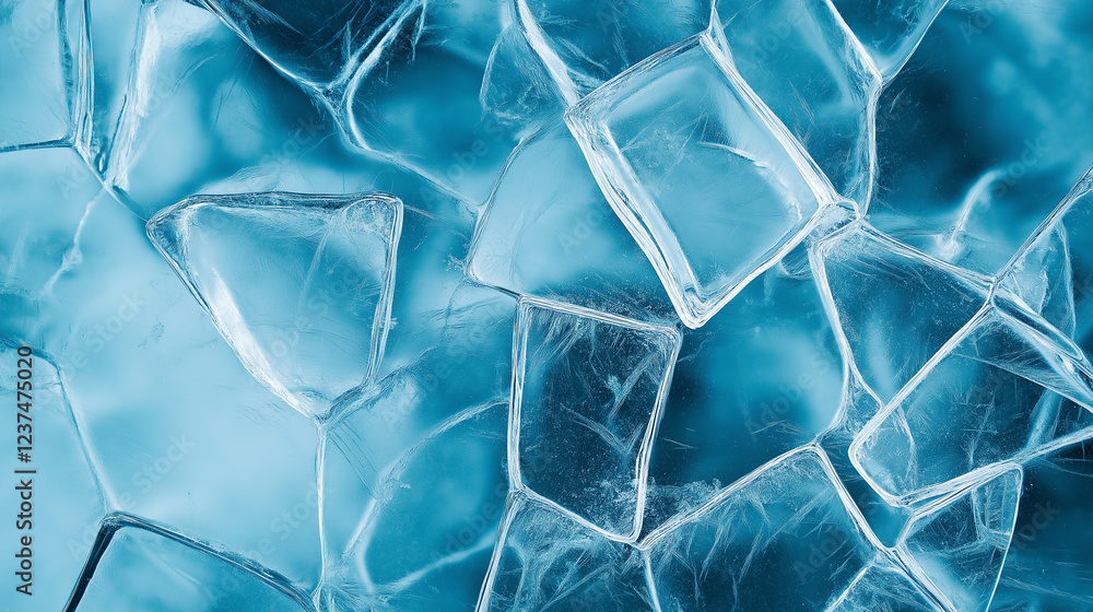 Poster Ice cubes creating a refreshing textured background