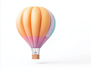 Naklejka premium Colorful Pastel Hot Air Balloon Floating in Minimalist Space
