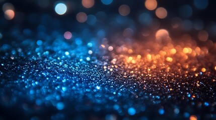 Abstract Glittering Background with Blue and Orange Lights