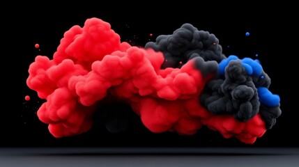 Abstract Ink Explosions: A mesmerizing fusion of vibrant red, bold black, and electric blue ink swirls and explodes against a stark black backdrop.