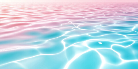 Fototapeta premium Calm turquoise and pink water surface reflecting sunlight