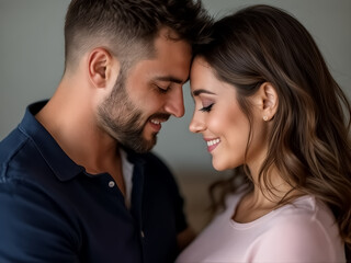 Obraz premium Intimate Portrait of a Happy Couple Embracing