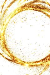Golden swirl glitter frame, white background, celebration design
