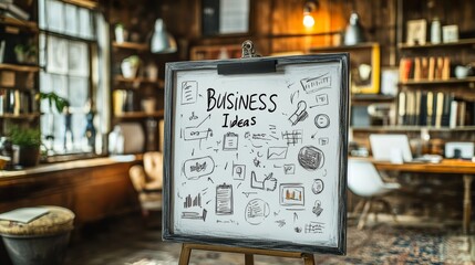 Naklejka premium Exploring innovative business ideas in a cozy office space with creative atmosphere