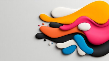 Obraz premium Abstract Liquid Shapes: A vibrant, artistic composition featuring a dynamic array of fluid shapes in a palette of bold, contrasting colors. The forms evoke a sense of movement and energy.