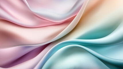 Pastel colored silk fabric flowing creating smooth shapes