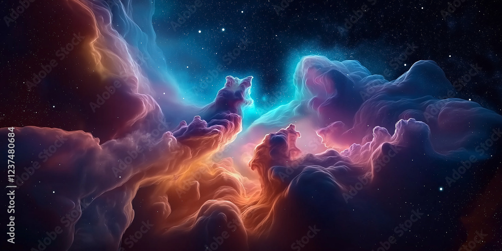 Aufkleber colorful nebula cloudscape floating in the vastness of space