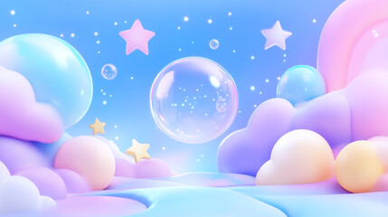 3D cartoon star cloud background