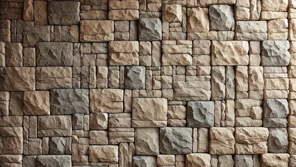 A wall entirely covered with neatly arranged stone slabs of moderate size.