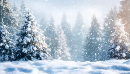 Fototapeta premium Snow covered trees in a winter wonderland scene