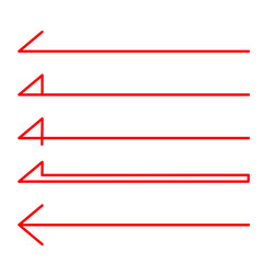 シンプルな線の赤い矢印アイコンセット