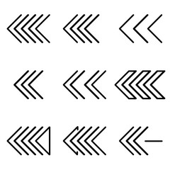 線だけで描いた矢印マークのイラスト黒