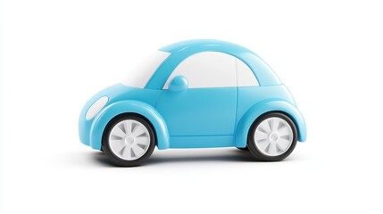 Fototapeta premium Light Blue Toy Car on White Background