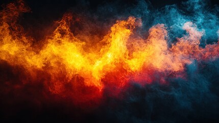 Fototapeta premium Vibrant Flames and Smoke Blending in Abstract Art