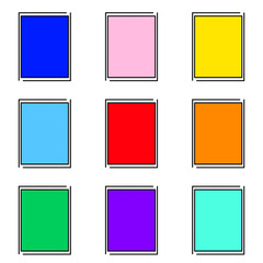 左上と右下にL字線を配したカラフル長方形フレームセット25