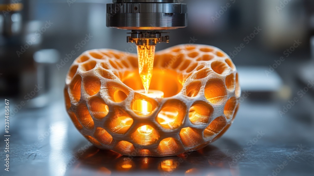 Poster 3d printing in action: creating a complex, intricate lattice structure