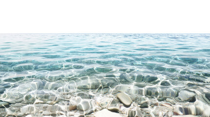 Crystal clear water gently washing over smooth pebbles on transparent background