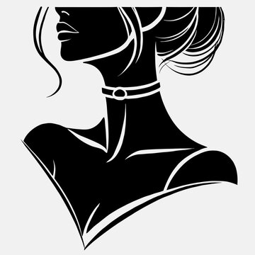 black silhouette woman profile portrait clip art preview