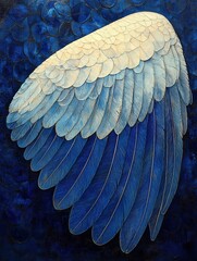 Obraz premium Blue wing on textured background, artistic representation